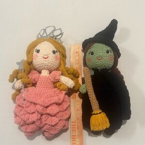 Glinda and Elphaba Velour Crochet Plush Dolls